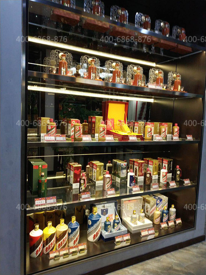 长沙茅台酒形象店-不锈钢酒柜展示柜