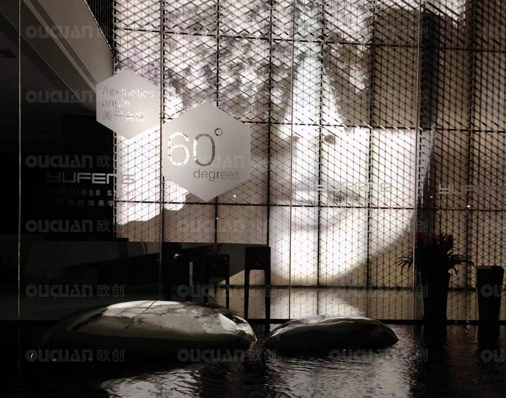 欧创展厅-不锈钢艺术背景墙